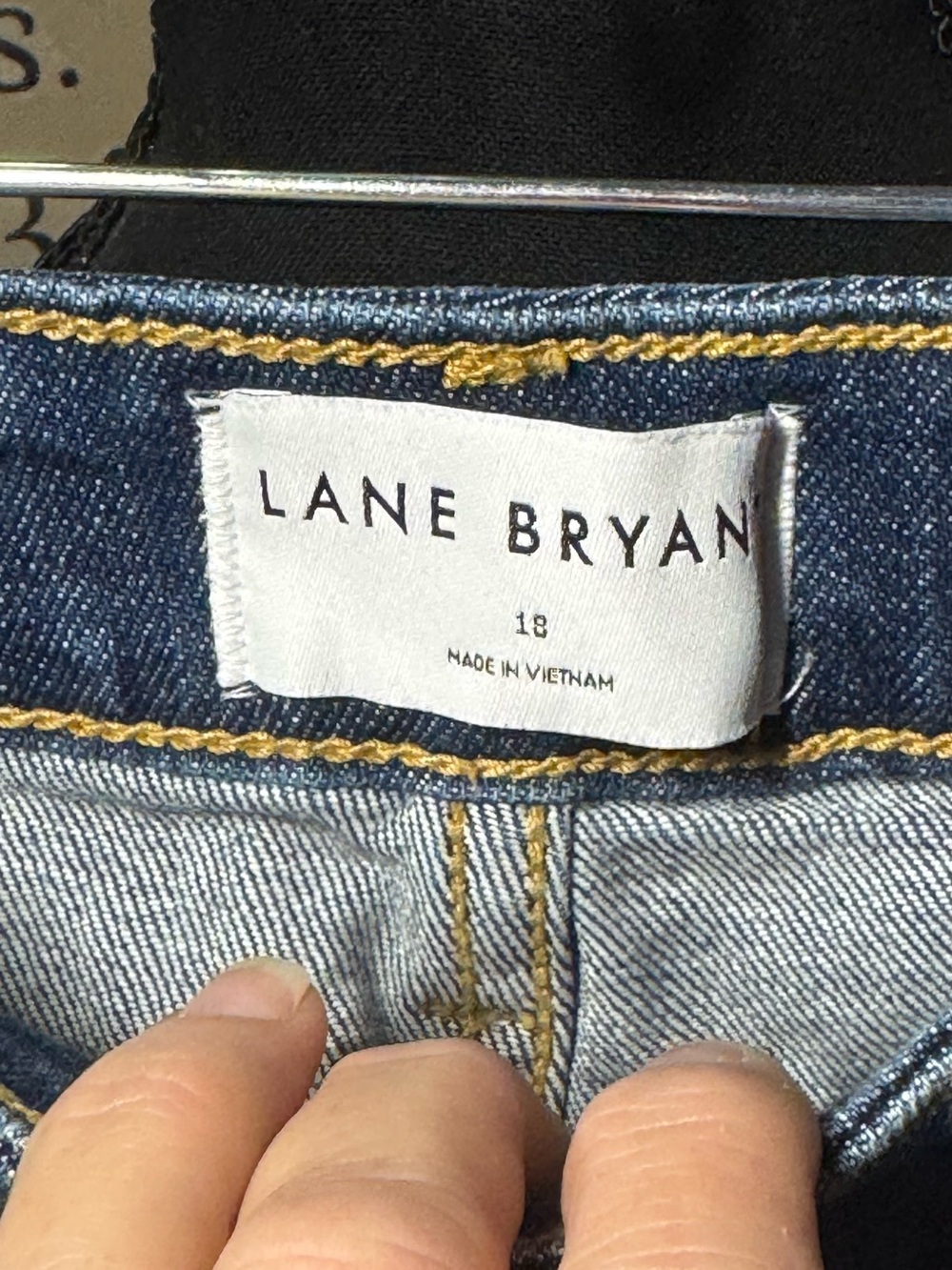Lane Bryant Dark Indigo Cropped Jeans with Gold Stitching